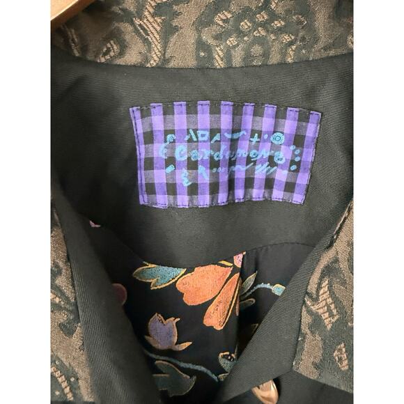 Vintage Womens Cardamone Small Patchwork Jacket Black Swing Coat Boho Y2K 80s - Picture 4 of 12